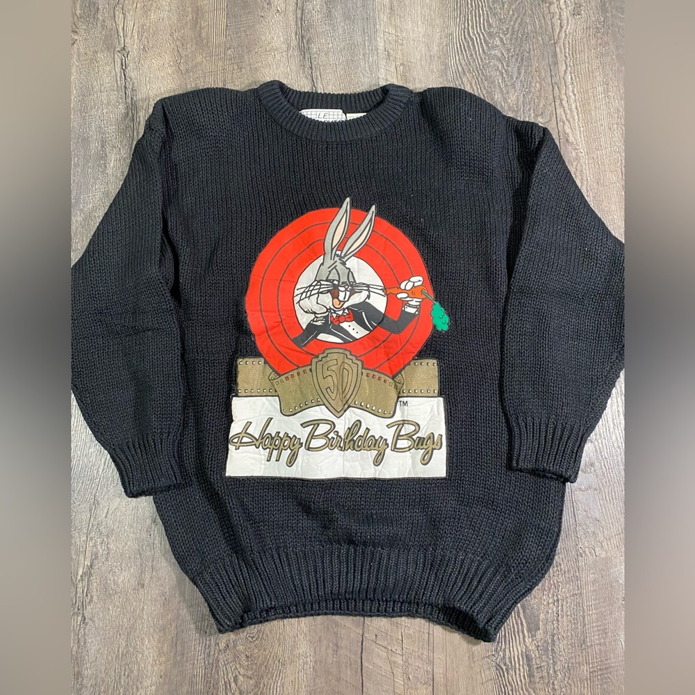 Vintage Looney Tunes Bugs Bunny 50th Birthday Sweater